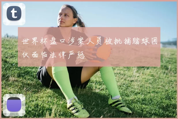 世界杯盘口涉案人员被批捕赌球团伙面临法律严惩